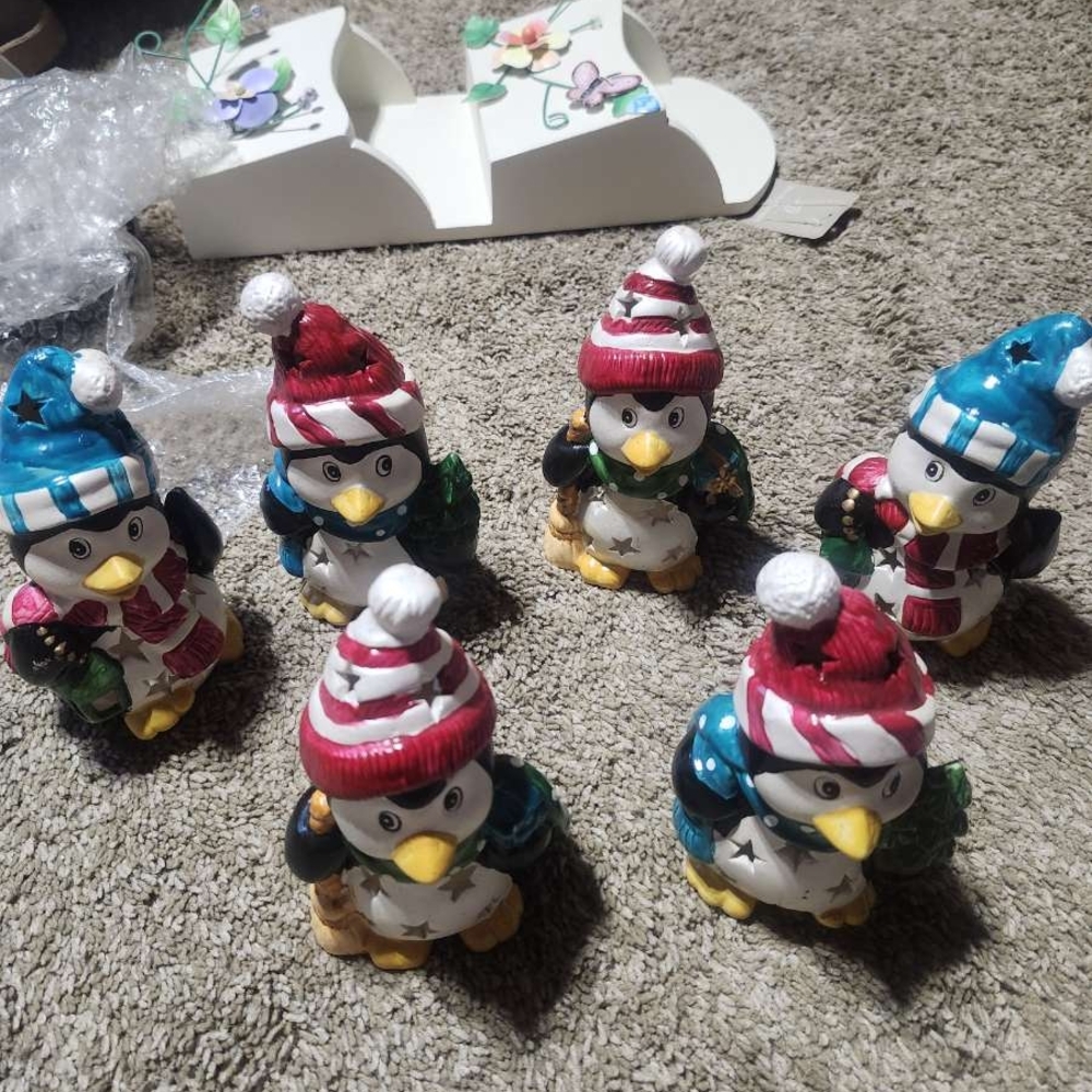Festive Penguin Figurines with Hats
